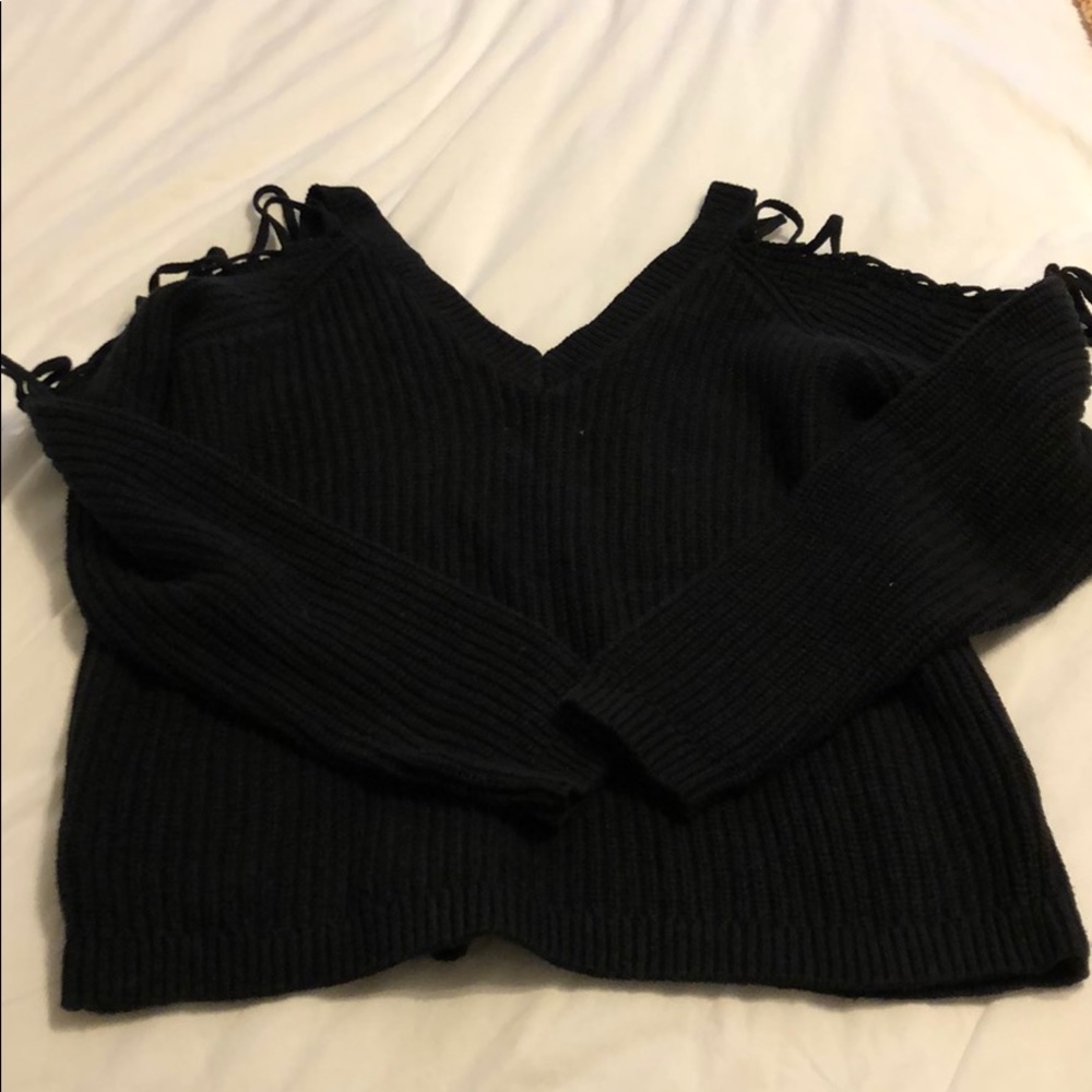 LA Hearts v neck sweater with tie shoulders